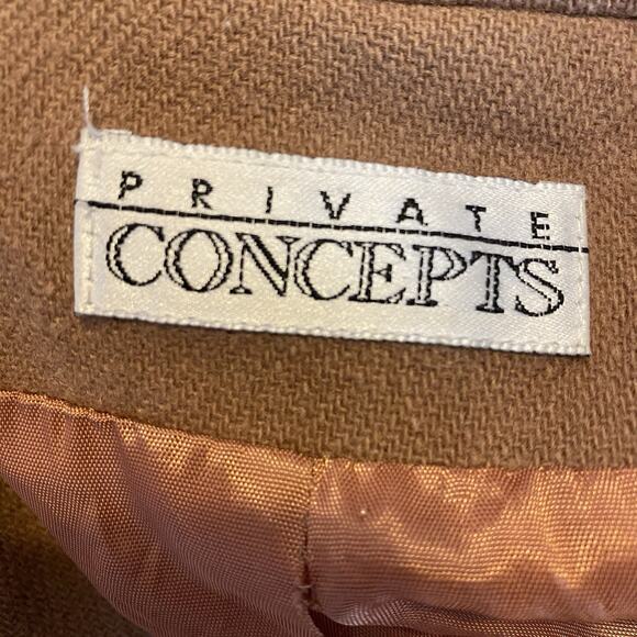 Vintage 80s Women M/L Wool Double Breasted Tan Blazer Jacket GoldButton Office - Picture 4 of 10